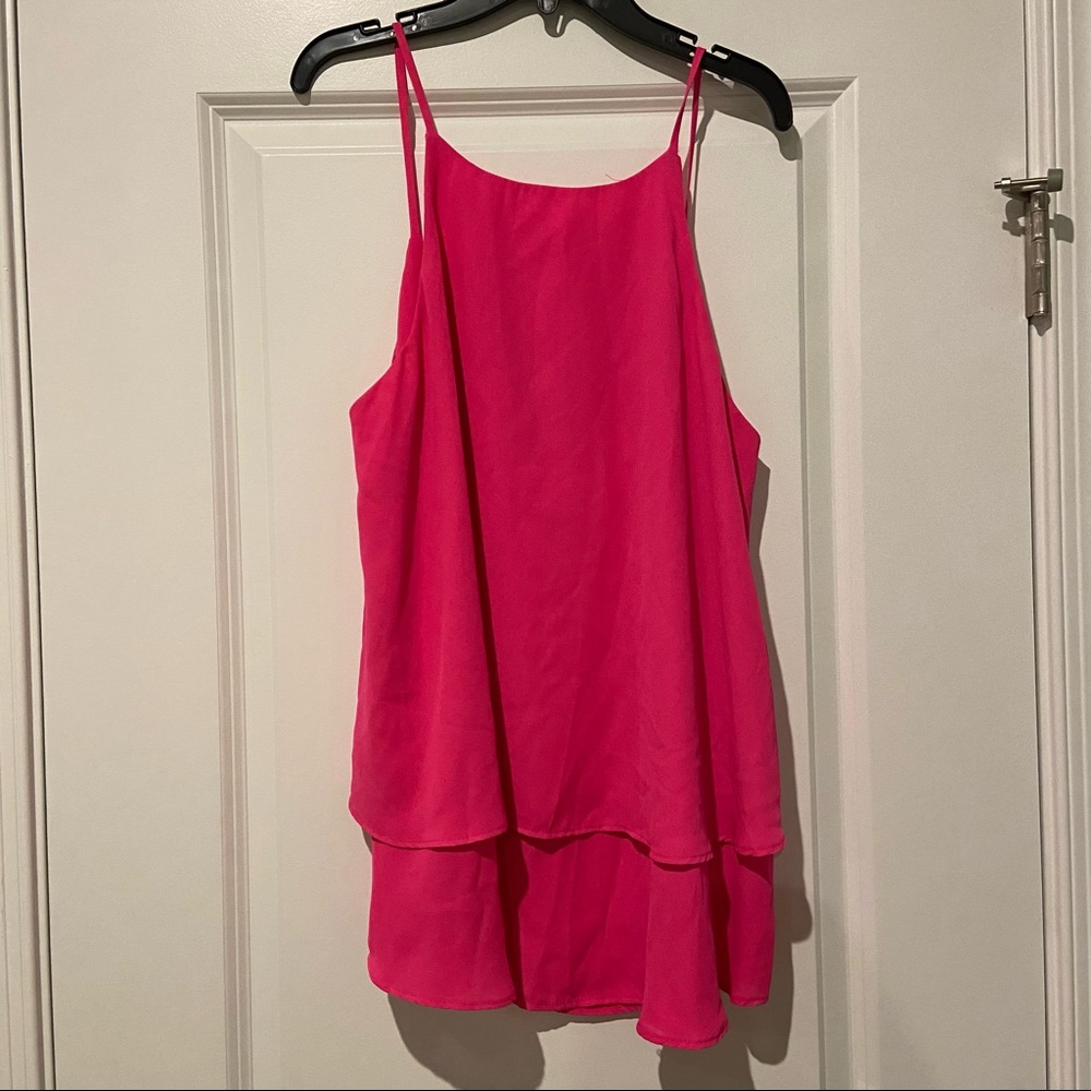 Emmelee for Francesca’s, bright pink layer long tank top in Large